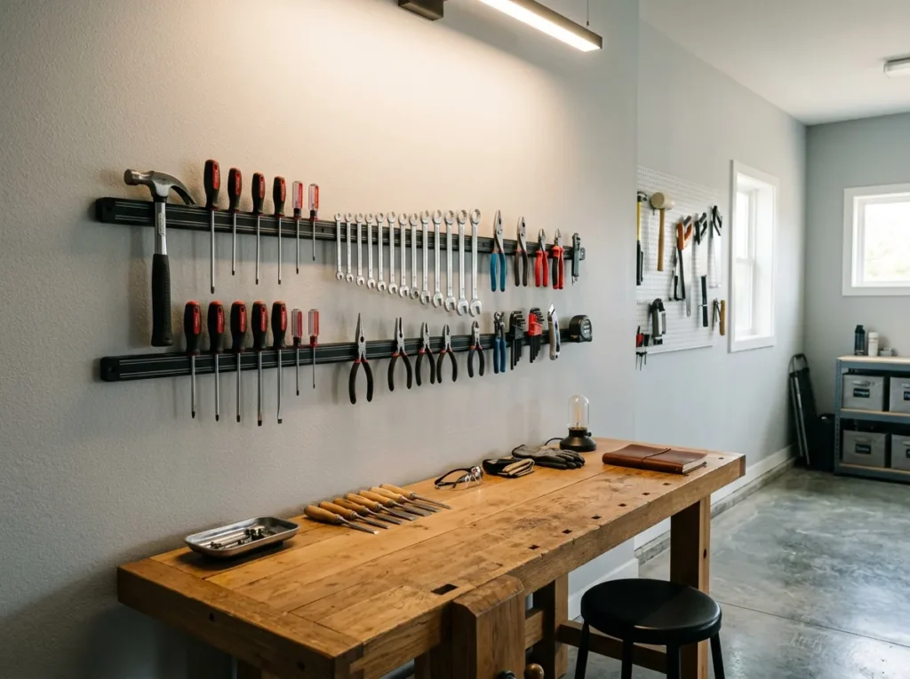 Magnetic Tool Strip with garage wall storage ideas