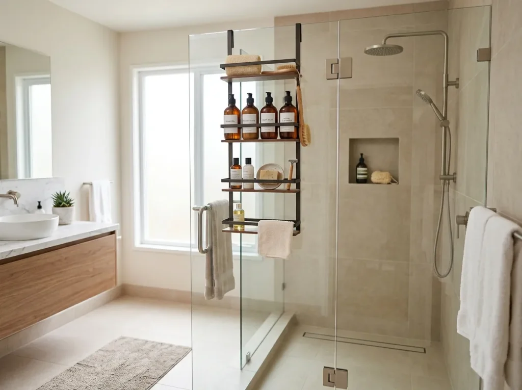 Shower Door Shelving
